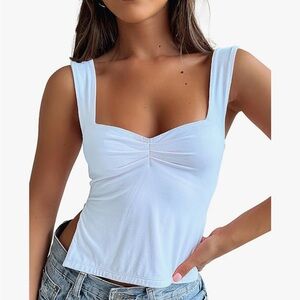 Blue Slit-Side Tank Top M